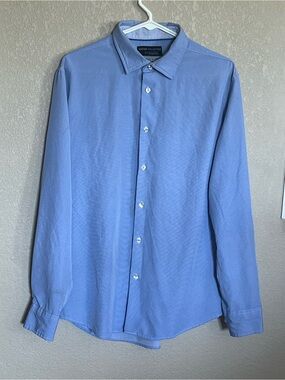 Men's 4 way‎ stretch Report Collection Blue Long-Sleeve slim fit Dress Shirt